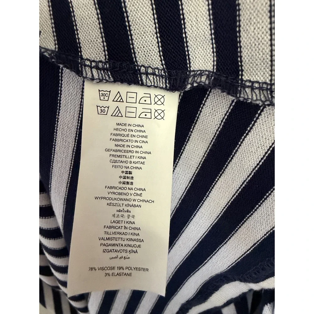 NWT Michael Kors Plus Size 2X Navy Striped Asymmetrical Midi Dress Stretch $149